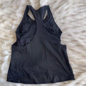 Lululemon_ Black Racer Back Tank with attached sports bra size 8